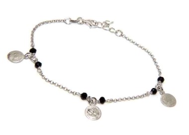 NSA|NALBORI Bracelet Silver 925 black crystal with coin pendants