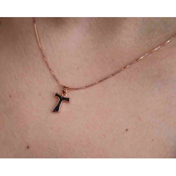 NSA|Necklace 925 silver TAU pendant rose gold plated black zircons NALBORI
