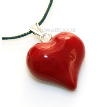 NSA|925 Silver Pendant: Red Heart enamel hand in 2 sizes