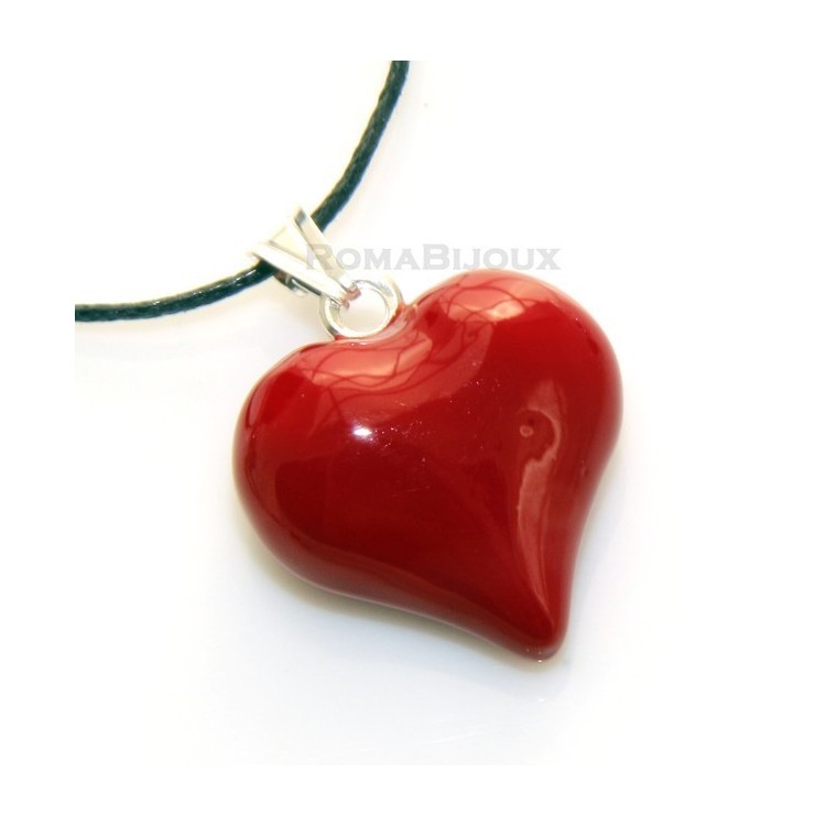 NSA|925 Silver Pendant: Red Heart enamel hand in 2 sizes