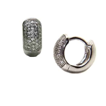 NSA|NALBORI 925 silver micro hoops earrings small 5 rows of cubic zirconia 12mm