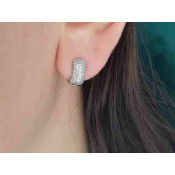 NSA|NALBORI 925 silver micro hoops earrings small 5 rows of cubic zirconia 12mm