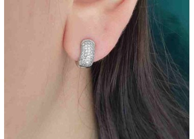 NSA|orecchini cerchi argento 925 piccoli 5 file di zirconi 12mm scattino bombati NALBORI