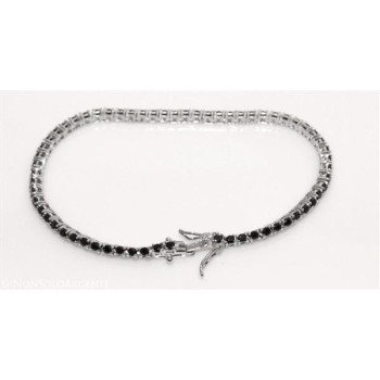 NSA|Argento 925 : Bracciale Tennis Con Zirconi neri da 2 mm a griffe 18 o 21 cm