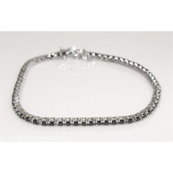 NSA|Bracciale Tennis argento 925 con Zirconi neri da 2 mm