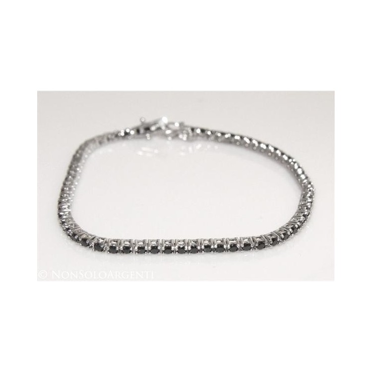 NSA|Bracciale Tennis argento 925 con Zirconi neri da 2 mm