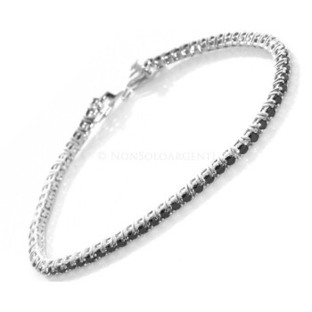 NSA|Argento 925 : Bracciale Tennis Con Zirconi neri da 2 mm originali su www.nonsoloargenti.com
