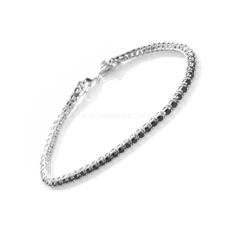 NSA|Argento 925 : Bracciale Tennis Con Zirconi neri da 2 mm originali su www.nonsoloargenti.com