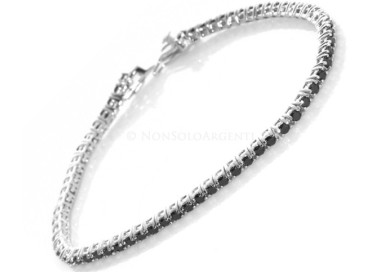 NSA|Argento 925 : Bracciale Tennis Con Zirconi neri da 2 mm originali su www.nonsoloargenti.com
