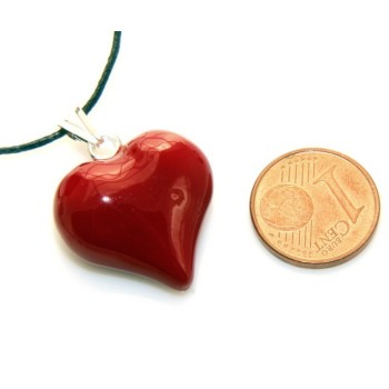 NSA|925 Silver Pendant: Red Heart enamel hand in 2 sizes