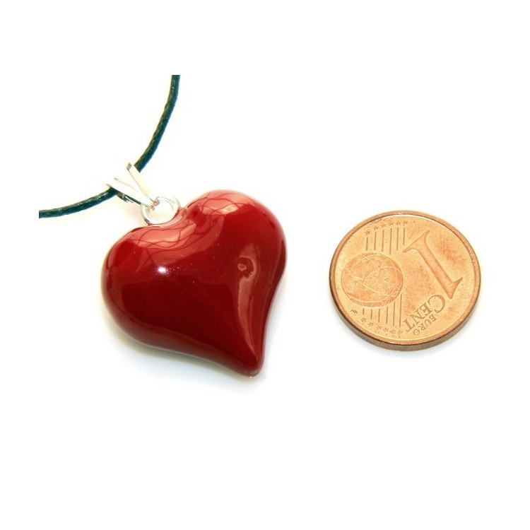 NSA|925 Silver Pendant: Red Heart enamel hand in 2 sizes