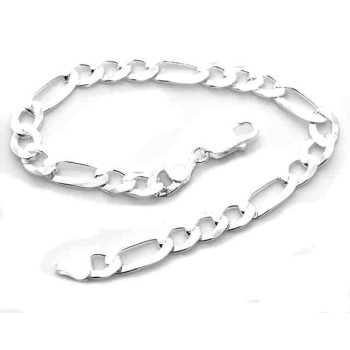 NSA|NALBORI bracciale argento 925 uomo catena da 7,5 mm figaro 3 + 1  Lungo