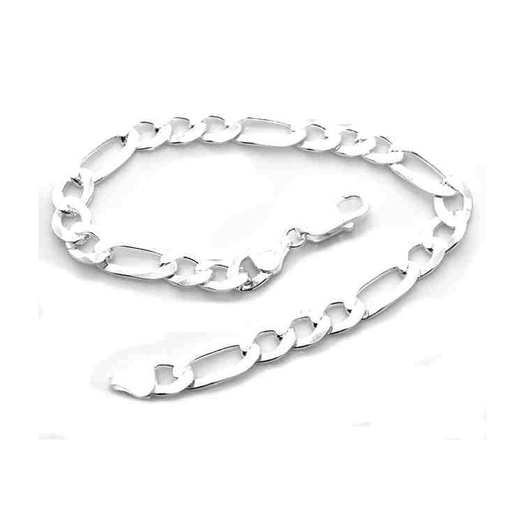 NSA|NALBORI bracelet silver 925 man chain 7,5 mm figaro 3 + 1 Long