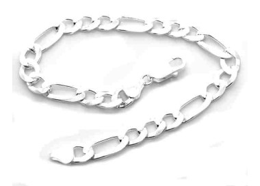 NSA|NALBORI bracciale argento 925 uomo catena da 7,5 mm figaro 3 + 1  Lungo