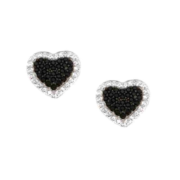 NSA|925 silver heart earrings with zircons green pink black blue brand NALBORI