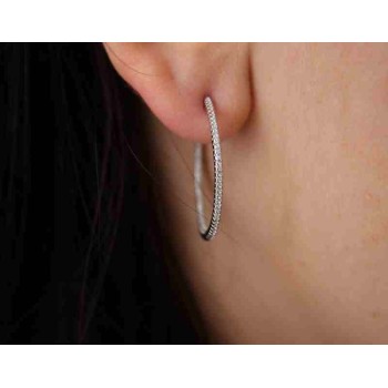 NSA|925 silver earrings circles zircons internal external 3cm brand NALBORI