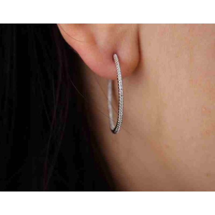 NSA|925 silver earrings circles zircons internal external 3cm brand NALBORI