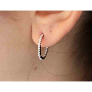 NSA|925 silver earrings circles zircons internal external 1,9cm brand NALBORI