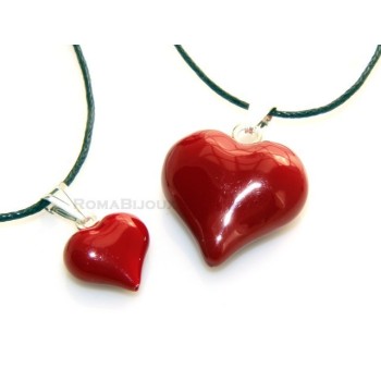 NSA|925 Silver Pendant: Red Heart enamel hand in 2 sizes