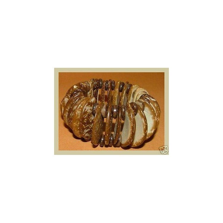 NSA|BRACCIALE Etnico MEZZA LUNA Tutto COCCO naturale Chiaro