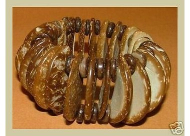 NSA|BRACCIALE Etnico MEZZA LUNA Tutto COCCO naturale Chiaro