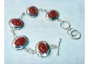 NSA|bracciale etnico argento 925 AGATA CORNIOLA CARBOCHON CHIUSO A T