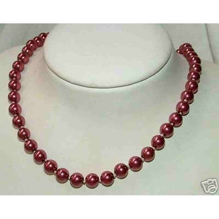 NSA|collana false perle infilata a nodini arancio rosso porpora oro