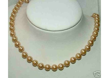 NSA|collana false perle infilata a nodini arancio rosso porpora oro