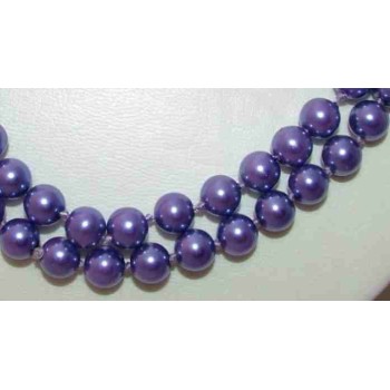 NSA|false pearl necklace purple mother of pearl 120 cm long double round or knot