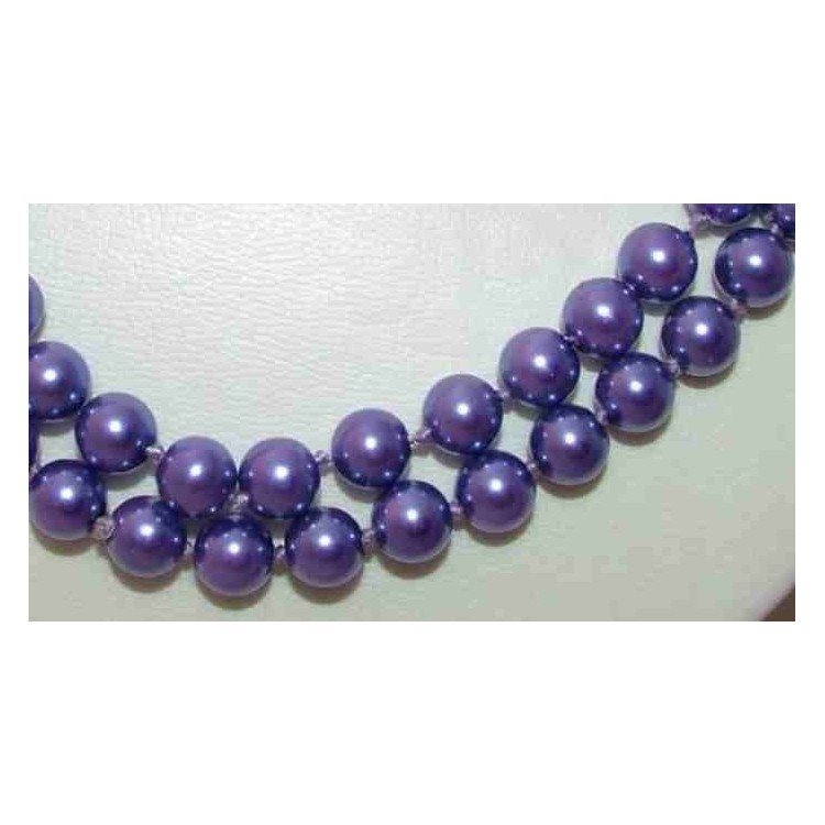NSA|false pearl necklace purple mother of pearl 120 cm long double round or knot