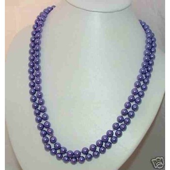 NSA|false pearl necklace purple mother of pearl 120 cm long double round or knot