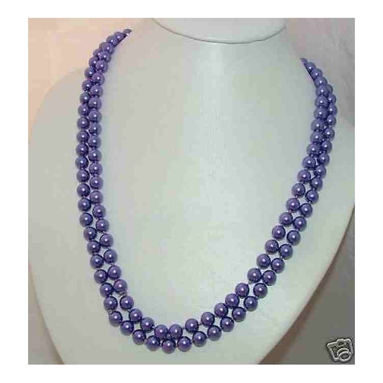 NSA|collana false perle viola madreperlato lunga 120 cm doppio giro o nodo