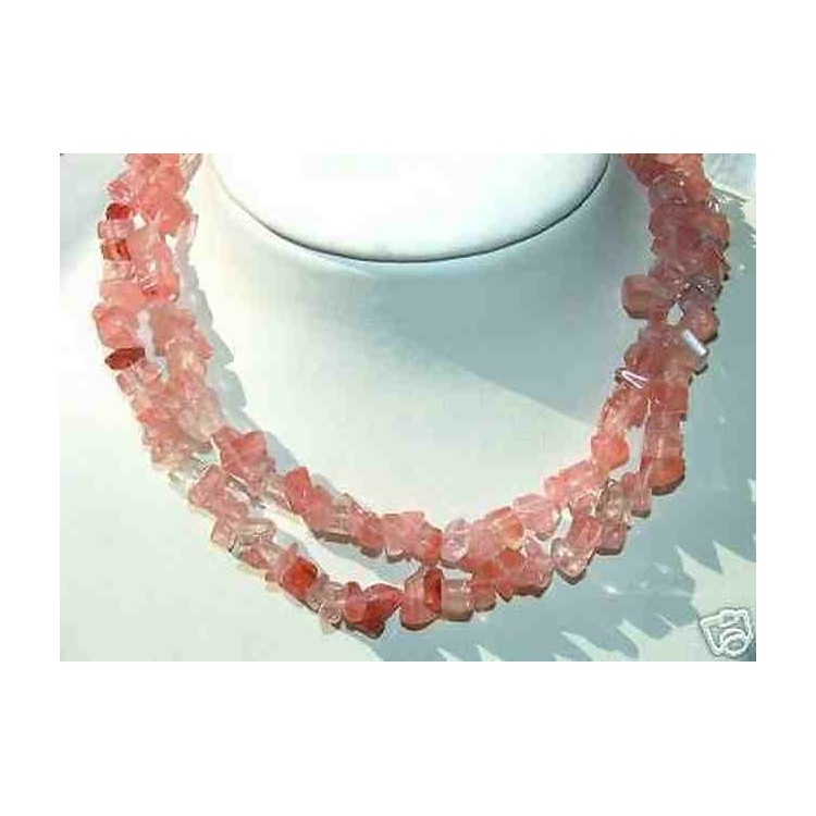 NSA|Collana Filo unico chips di Quarzo Cherry 83 Cm