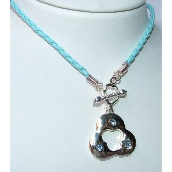 NSA|collana bigiotteria rosa celeste trifoglio reverse strass