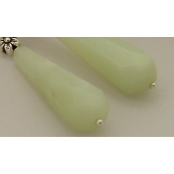 NSA|925 silver natural jade pendeloque long ethnic earrings