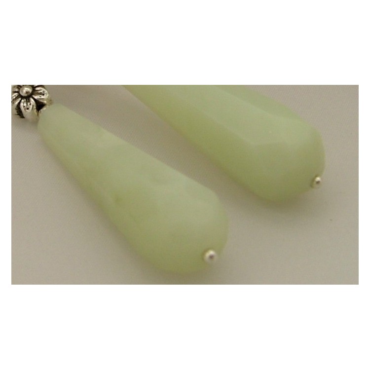 NSA|925 silver natural jade pendeloque long ethnic earrings