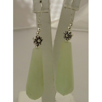 NSA|925 silver natural jade pendeloque long ethnic earrings