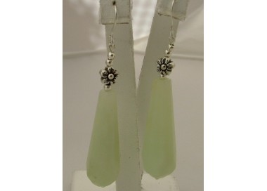NSA|925 silver natural jade pendeloque long ethnic earrings