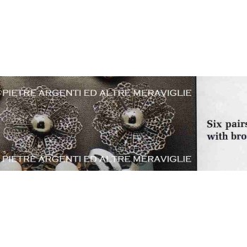 NSA|vintage silver rose window clip earrings Sarah Coventry antique certificates