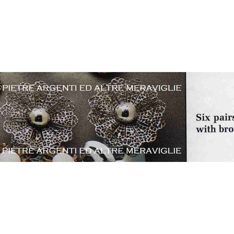 NSA|orecchini clip vintage rosone argento Sarah Coventry certificati antichi