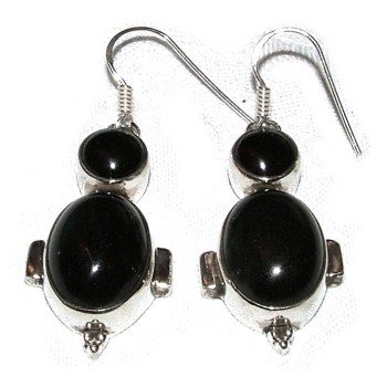 NSA|925 silver ethnic earrings with DOUBLE ONYX
