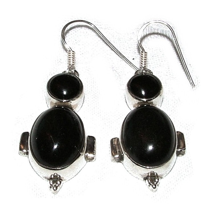 NSA|925 silver ethnic earrings with DOUBLE ONYX