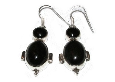 NSA|925 silver ethnic earrings with DOUBLE ONYX