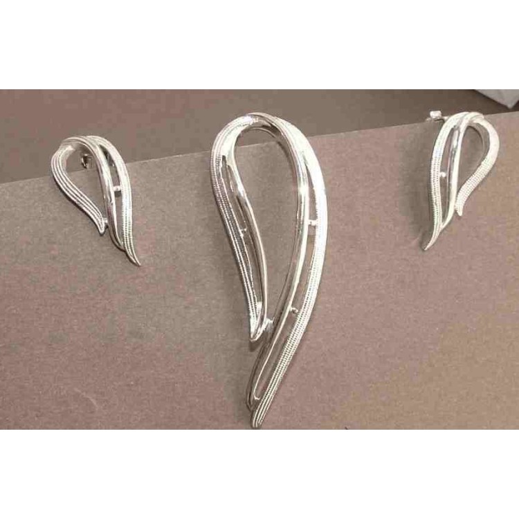 NSA|parure vintage orecchini clips e spilla SPILLA SARAH COVENTRY placcato ARGENTO