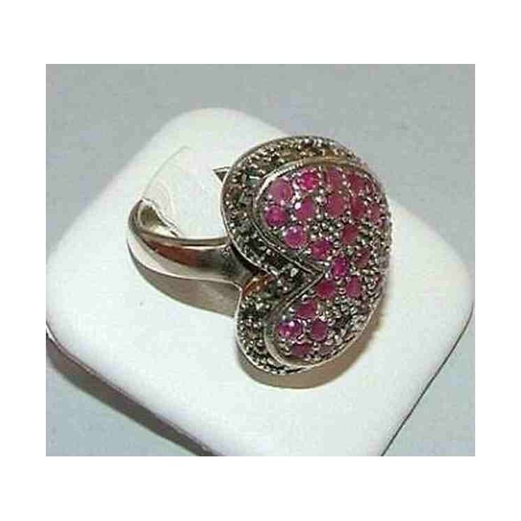 NSA|anello etnico  argento 925  Argento 925 con pavè radice Rubino a CUORE misura 19