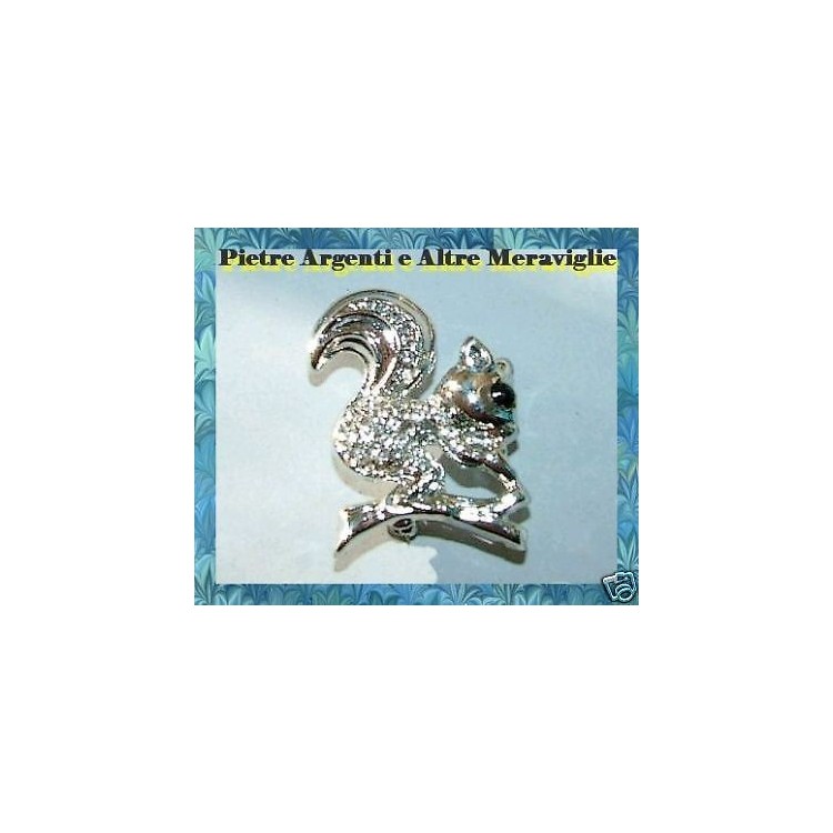NSA|rhinestone squirrel silver jewelry brooch