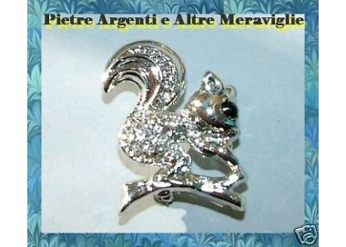 NSA|rhinestone squirrel silver jewelry brooch