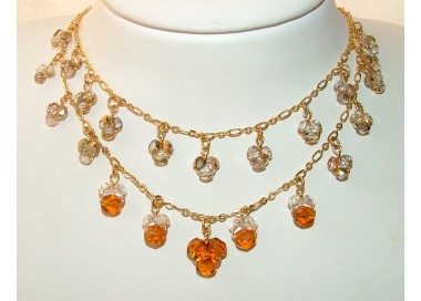 NSA|VINTAGE golden necklace with crystals and fake topazes new