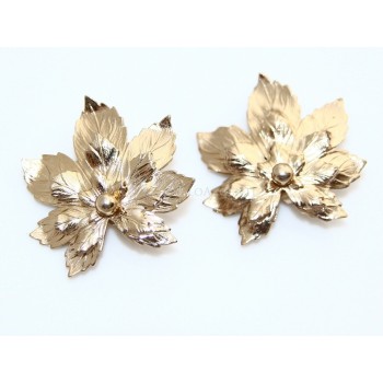 NSA|VINTAGE SARAH COVENTRY orecchini donna clips dorati FOGLIA D'ACERO