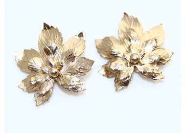 NSA|VINTAGE SARAH COVENTRY orecchini donna clips dorati FOGLIA D'ACERO
